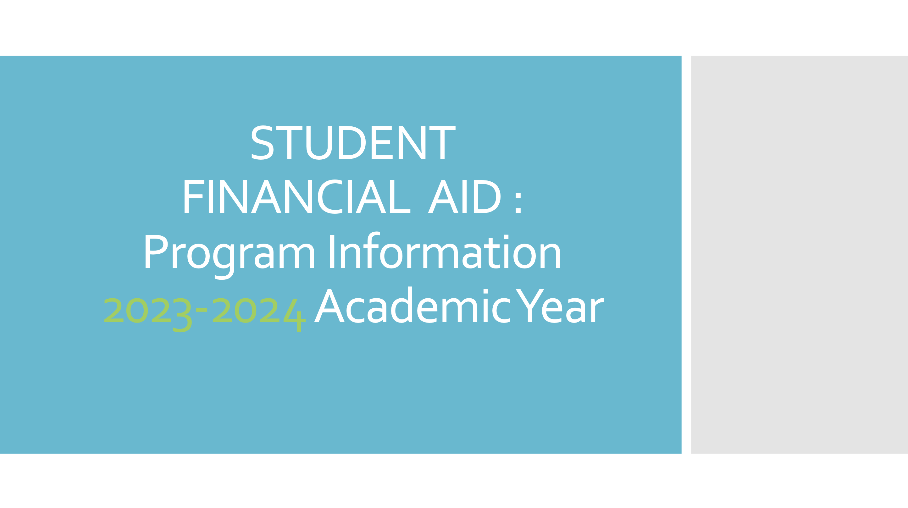 Student Financial Aid Program Info
