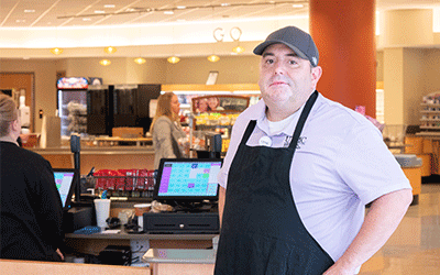 Mike Fazenbaker in UPMC Western Maryland's cafeteria