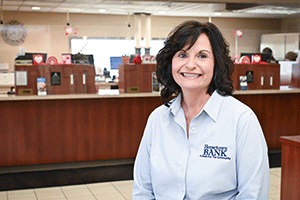 Beth Manges of Hometown Bank of PA in lobby