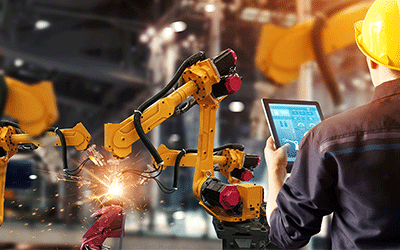 engineering with robotics stock image