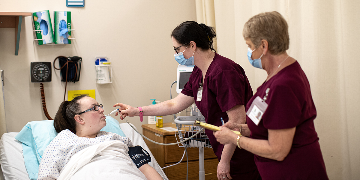 Nursing Students working in lab