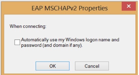 EAP MACHAPv2 Properties window