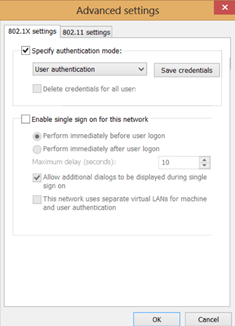 Advanced settings window